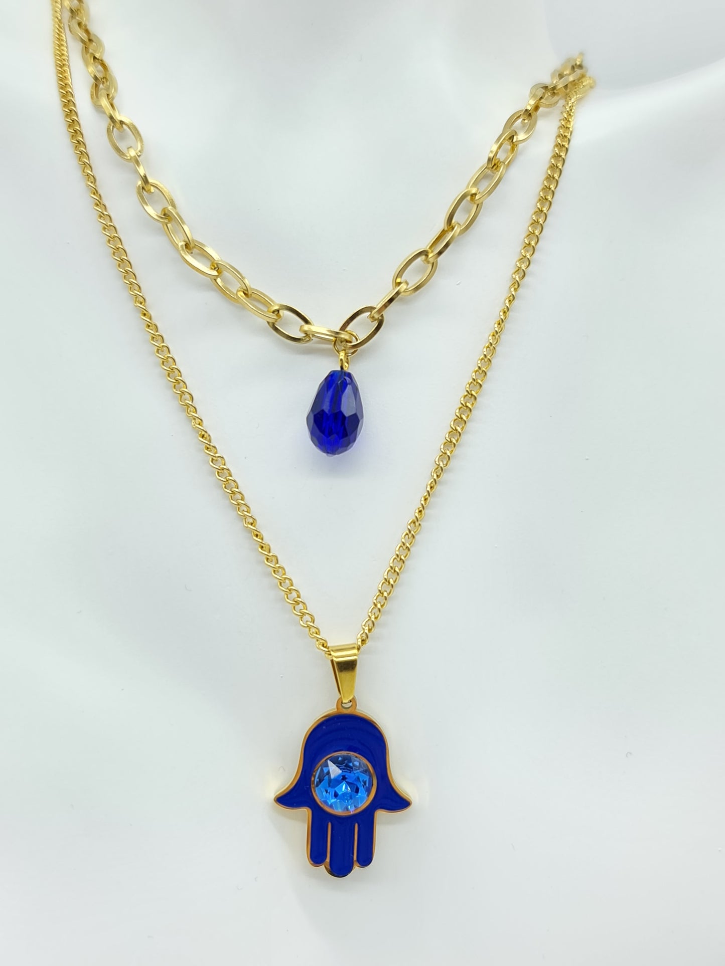 Juego de collar y aretes Mano turca Protección