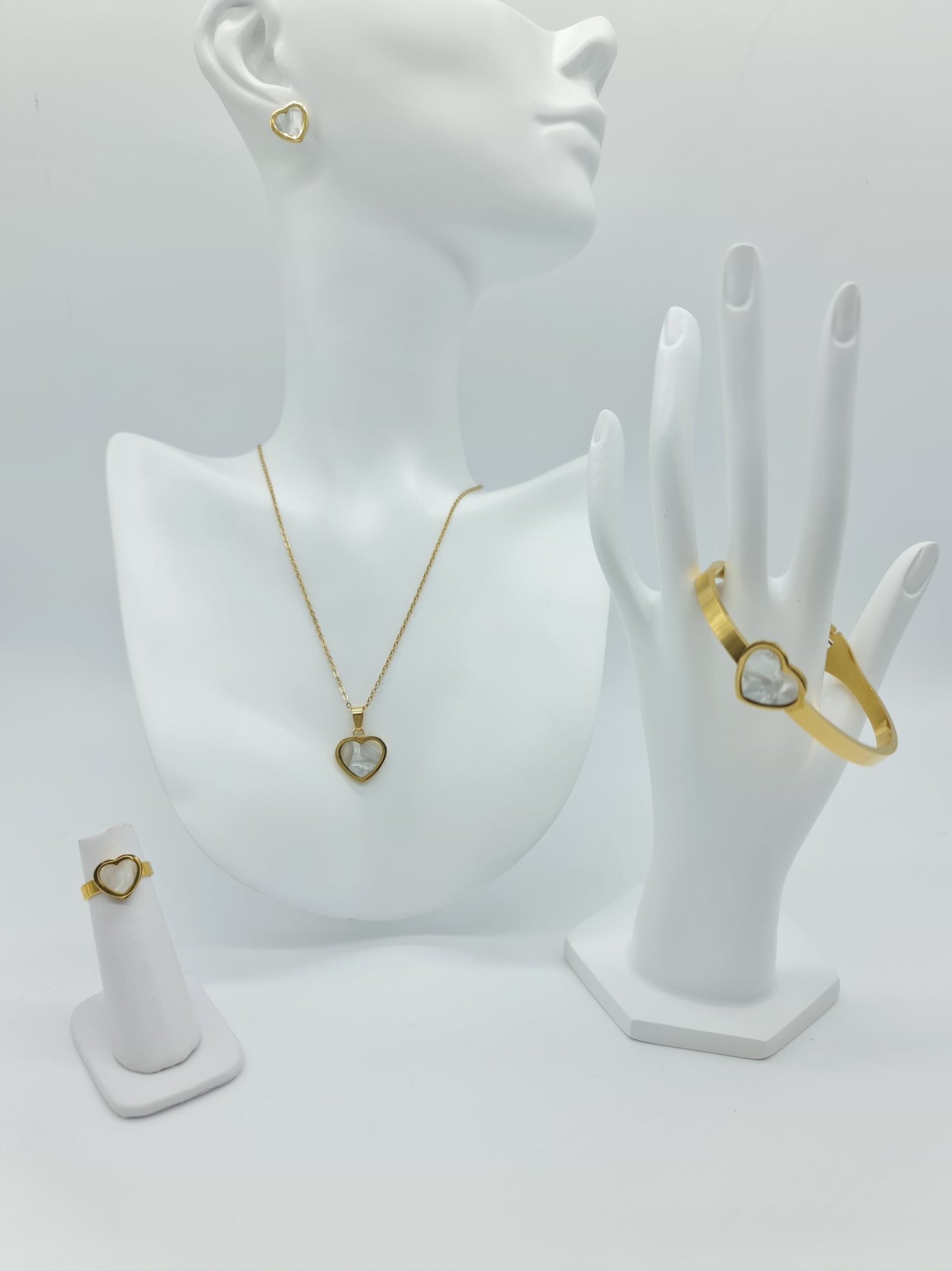 Set completo de joyería Corazón Madre perla