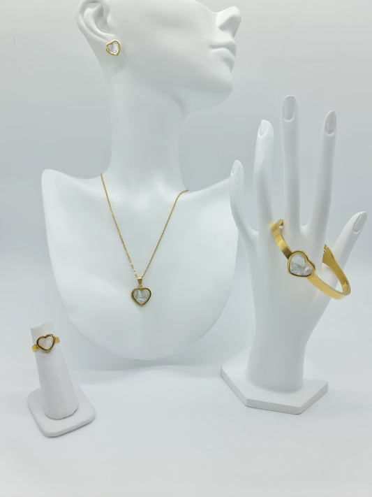 Set completo de joyería Corazón Madre perla