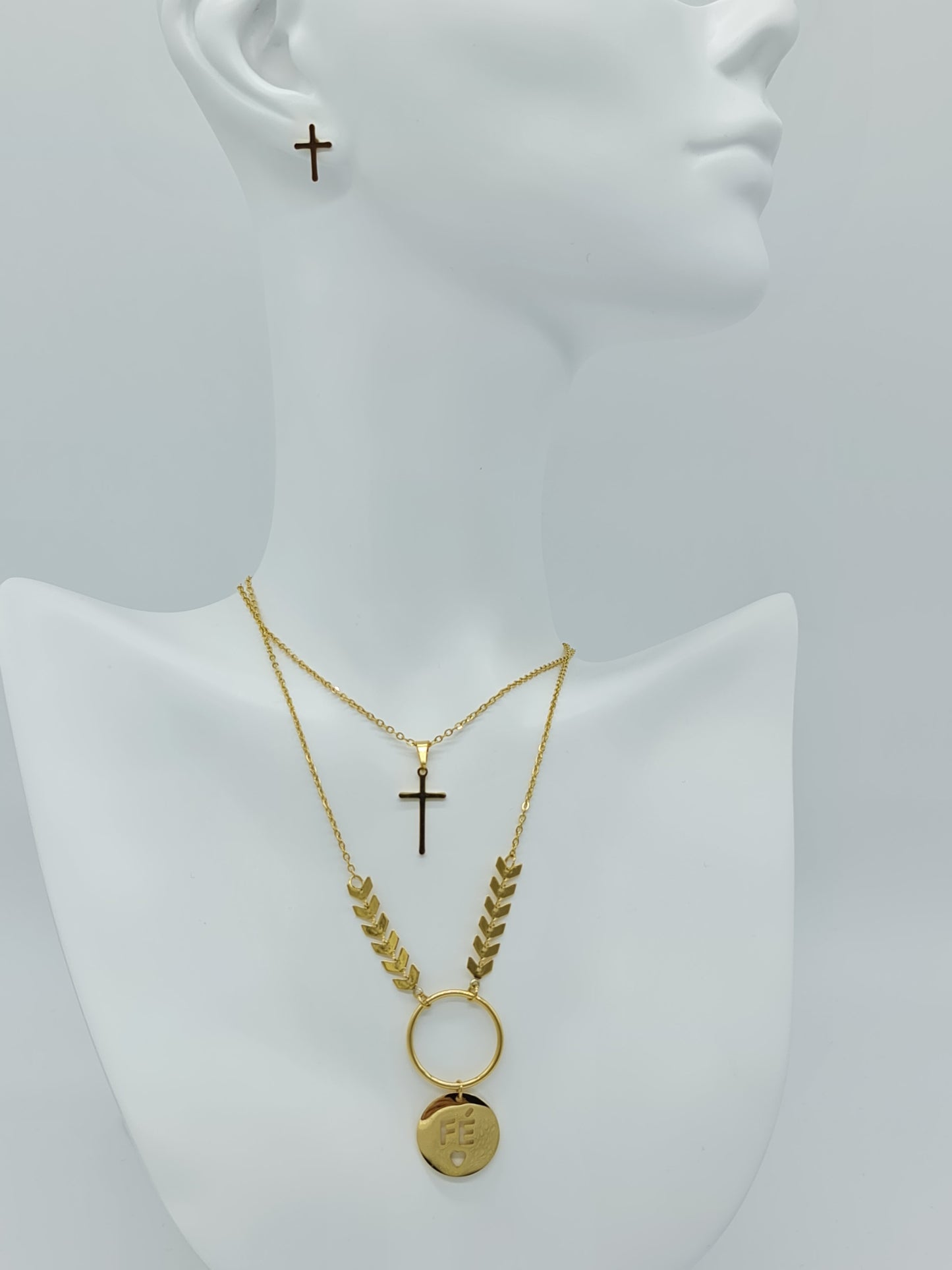 Juego collar y aretes Fé