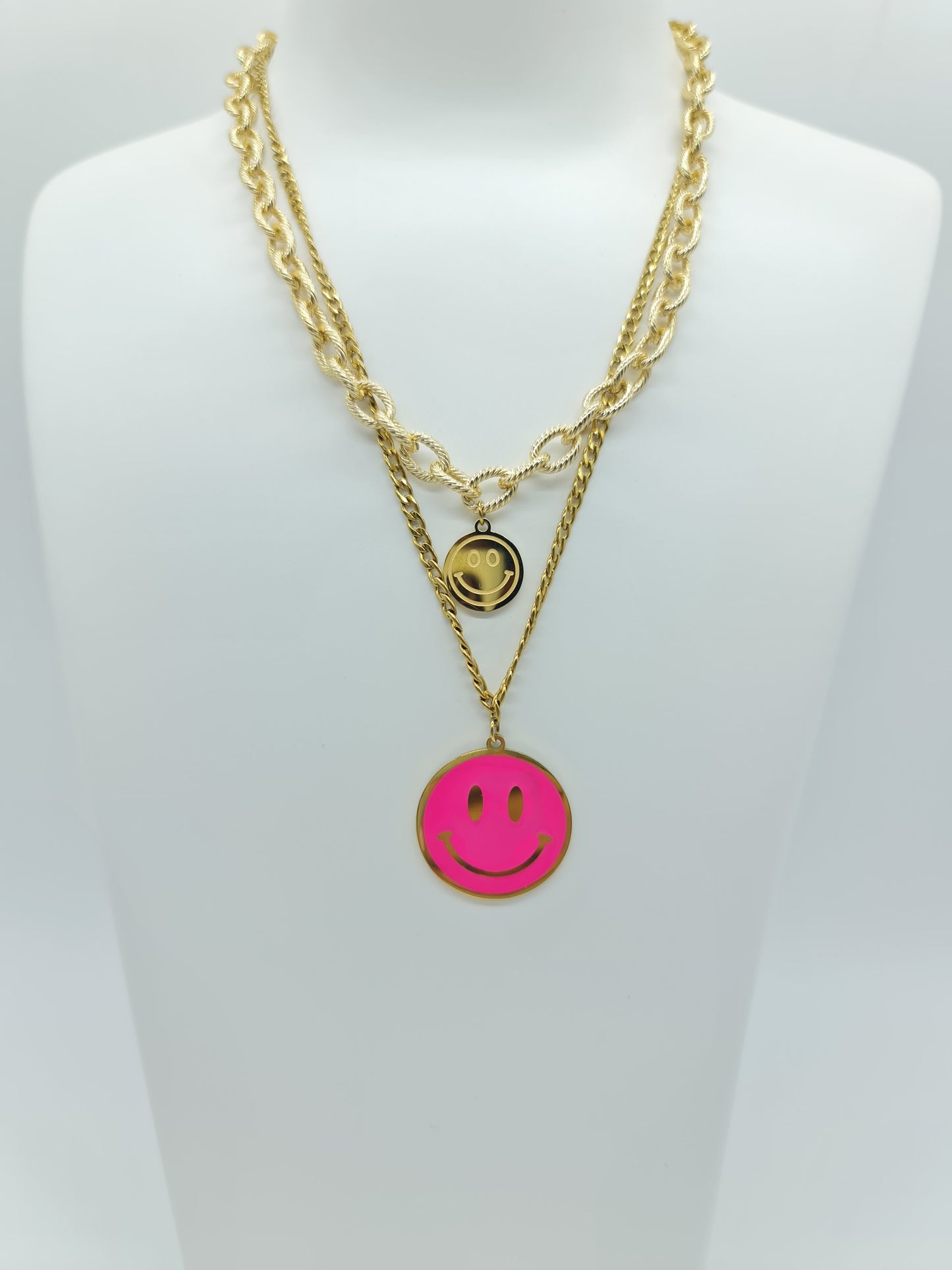 Collar Layer Happy Face Doble esmalte