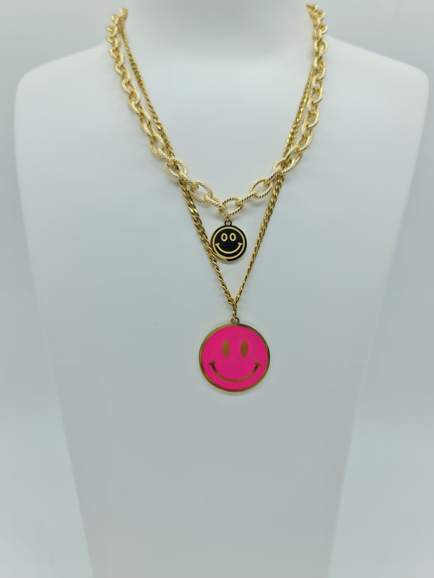 Collar Layer Happy Face Doble esmalte