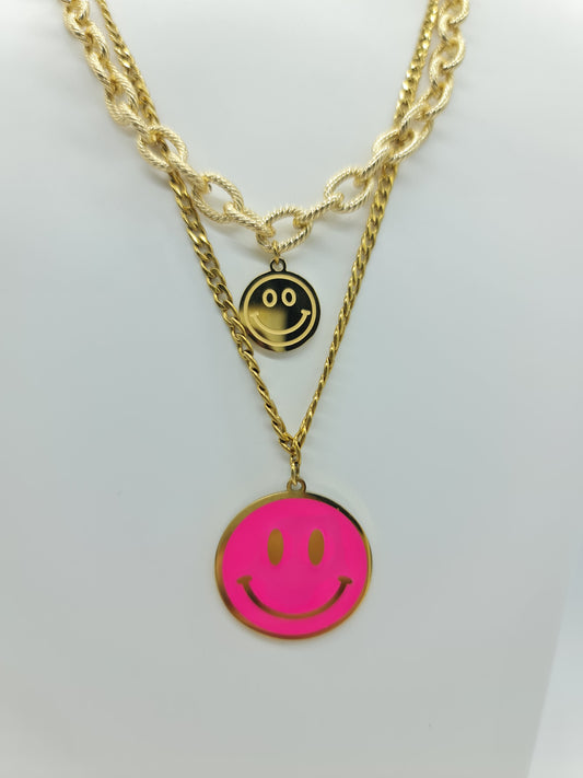 Collar Layer Happy Face Doble esmalte
