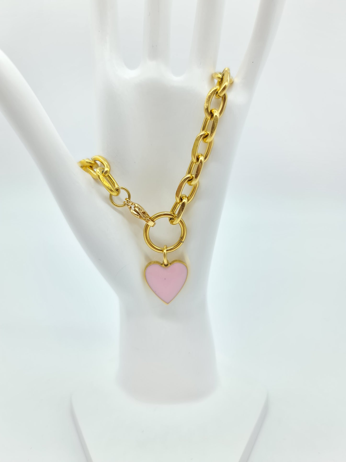 Pulsera eslabones Corazón Esmaltado