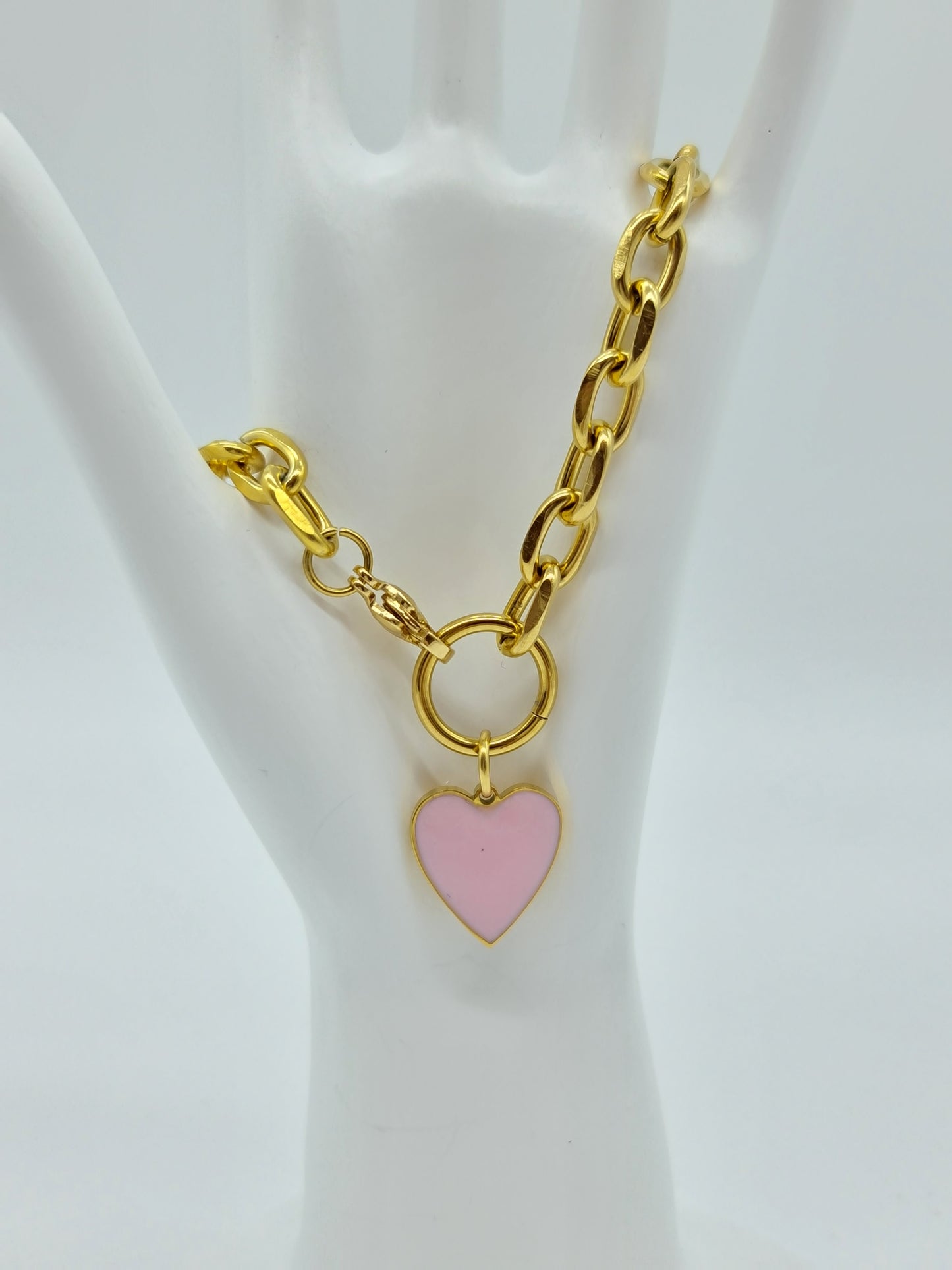 Pulsera eslabones Corazón Esmaltado