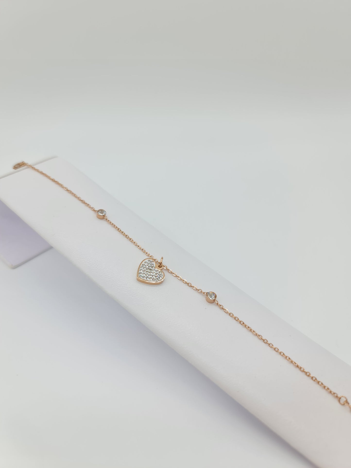 Pulsera Corazon en Cristales Rose Gold