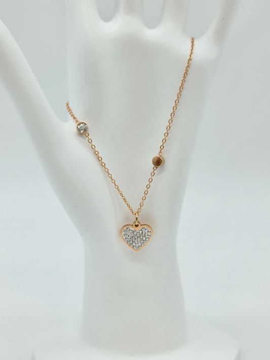 Pulsera Corazon en Cristales Rose Gold