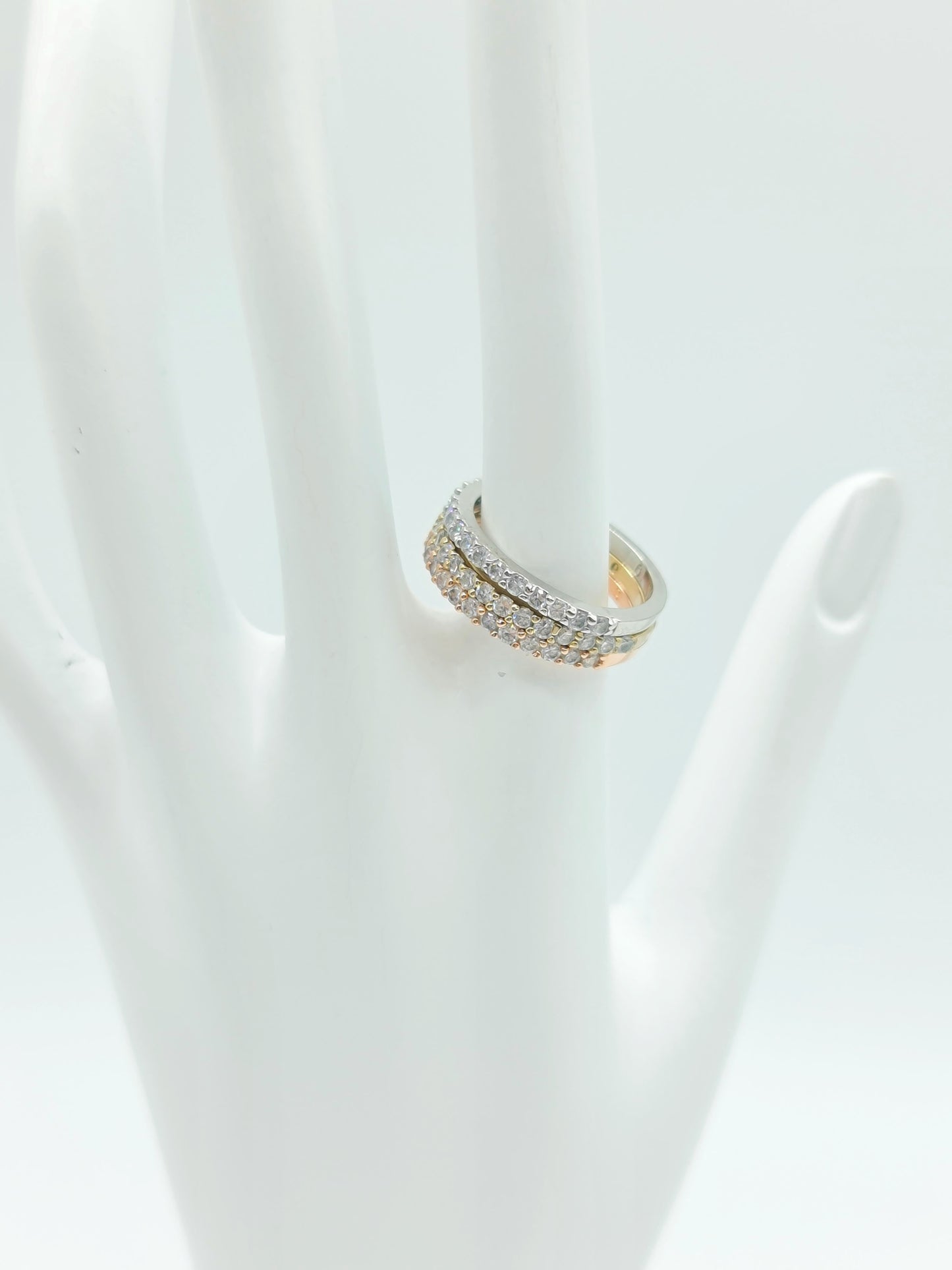 Anillo triple 3 oros pedrería