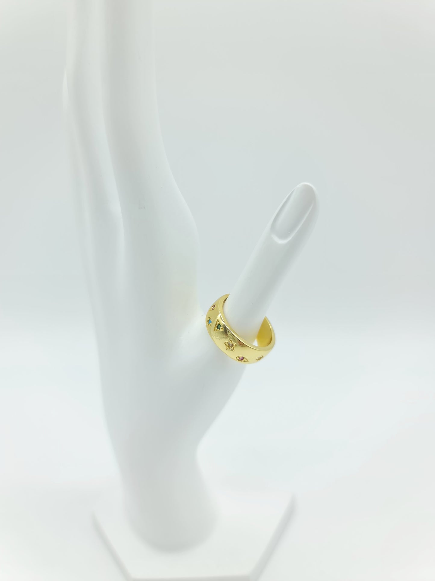 Anillo chunky dorado multi piedras