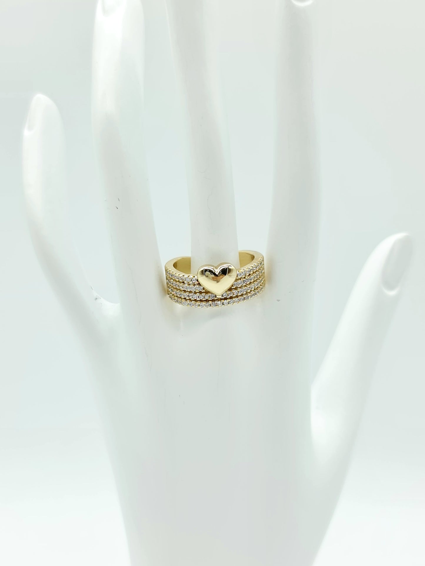 Anillo Heart 4 líneas de cristales