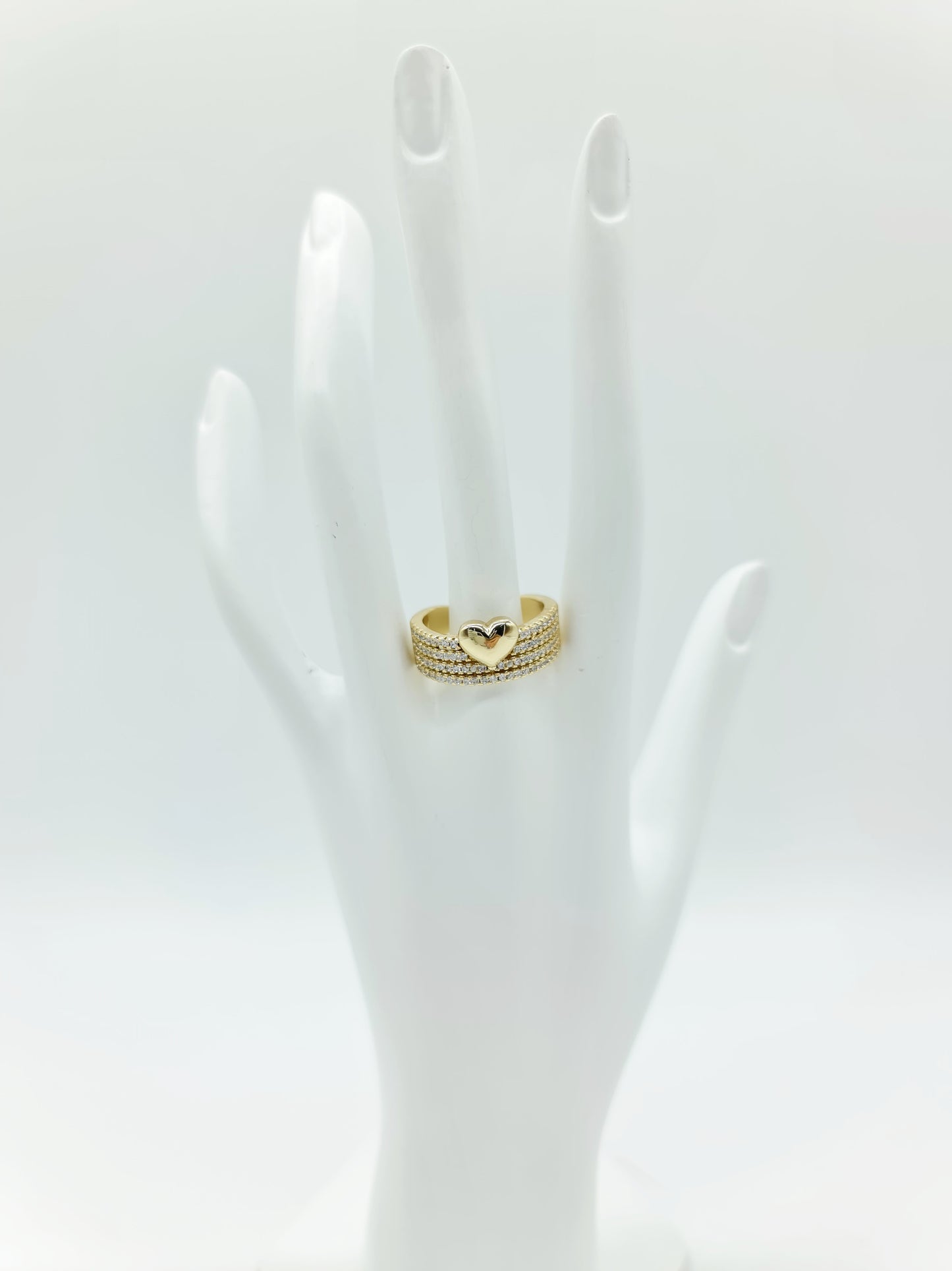 Anillo Heart 4 líneas de cristales