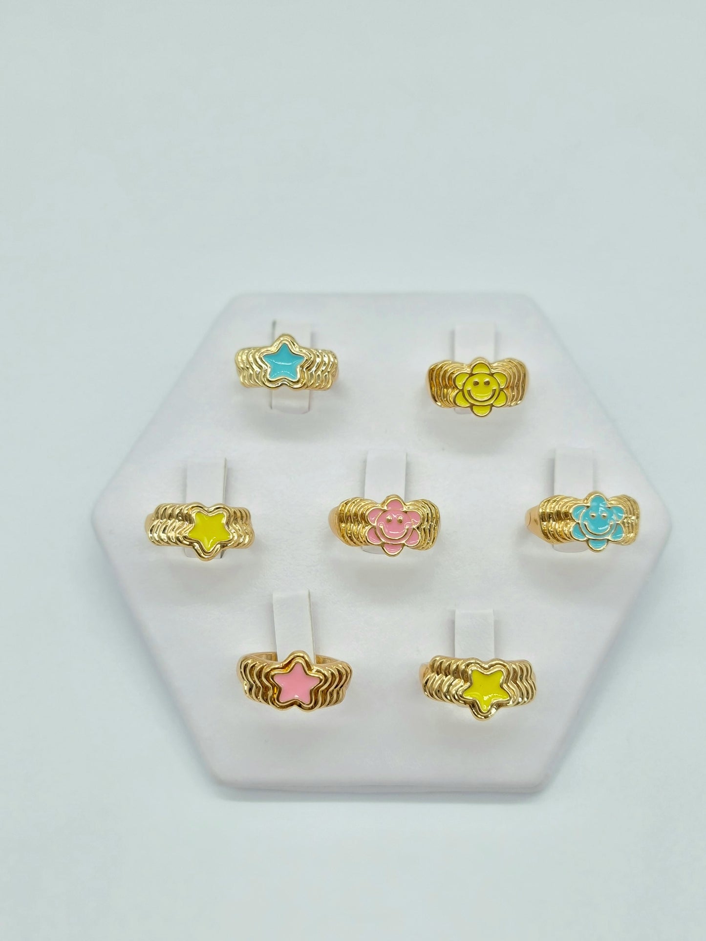 Anillo de fantasía flor y estrella