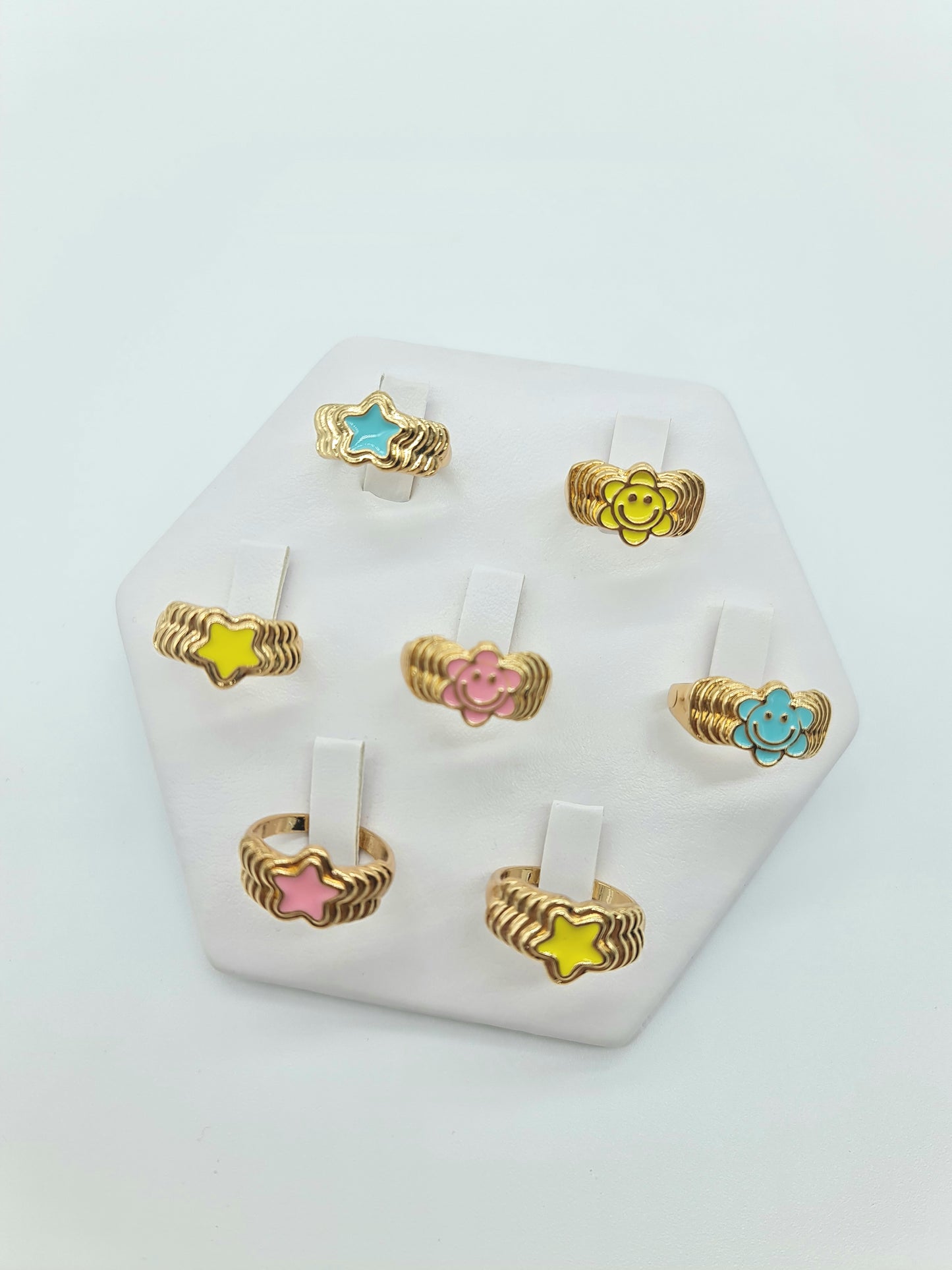 Anillo de fantasía flor y estrella