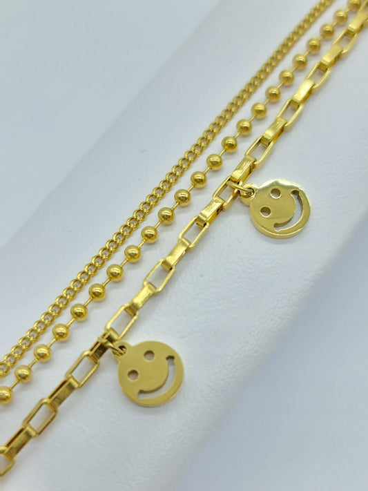 Pulsera Happy Dorada Cadenas
