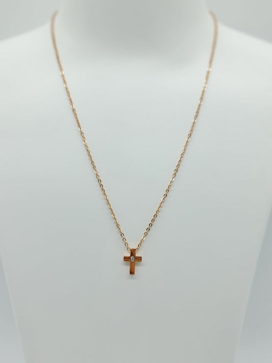 Collar dige de cruz y cristal