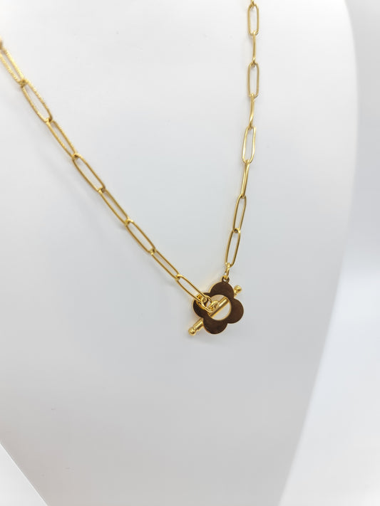 Collar flor con eslabones